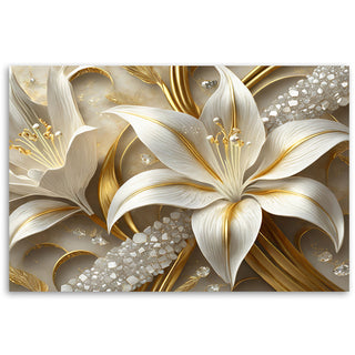 Canvas painting, Golden glamor lilies