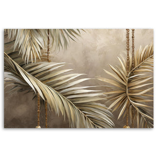 Painting on canvas, Palm leaves boho