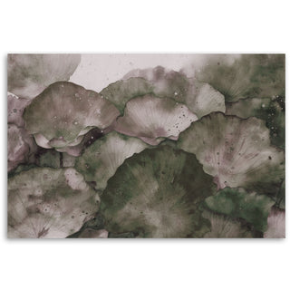 Painting on canvas, Lotus leaves in the mist