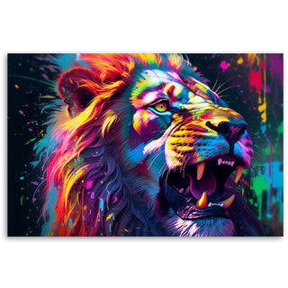 Print, Neon Lion Abstraction