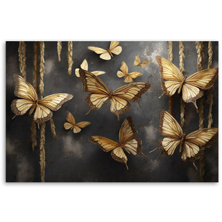 Painting on canvas, Golden butterflies