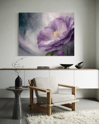 Painting on canvas, Violet flower blossom