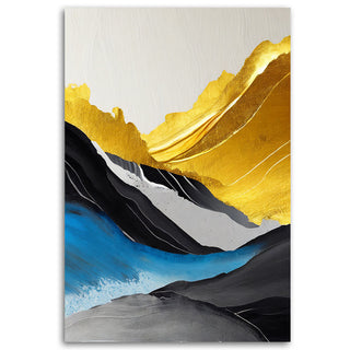 Painting on canvas, Abstract golden mountains