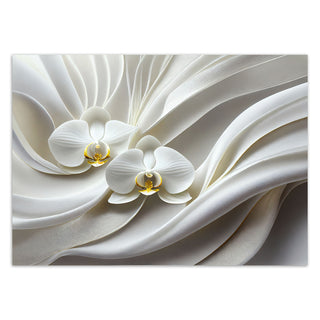 Wallpaper, White abstraction and orchids 3D