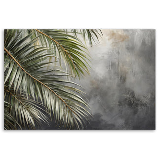 Painting on canvas, Palm leaves on a concrete background