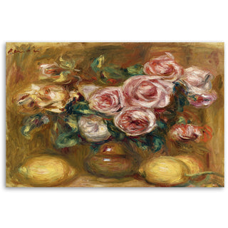 Paveikslas ant drobės, Pierre Auguste Renoir, Natiurmortas su rožėmis ir citrinomis