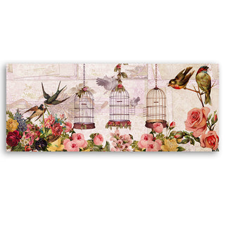 Painting on canvas, Birds and flowers