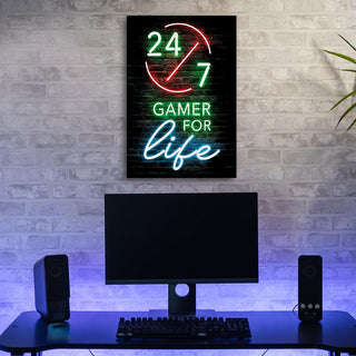 Paveikslas ant drobės, Užrašas 24/7 GAMER FOR LIFE - Gera namie