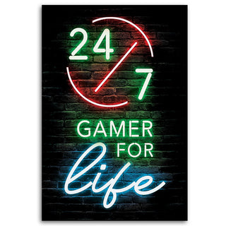 Paveikslas ant drobės, Užrašas 24/7 GAMER FOR LIFE - Gera namie