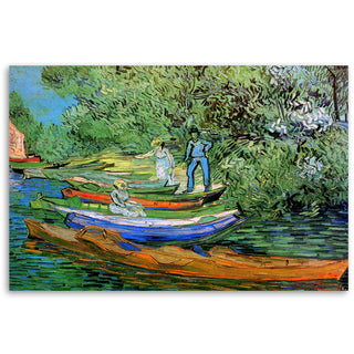 Painting on canvas, Vincent van Gogh, Boats on the banks of the river Oise