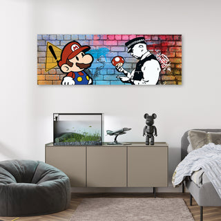 Paveikslas ant drobės, Banksy, Super Mario and Cop spalvotai Paveikslai ant drobės Gera namie - Geranamie.lt