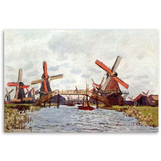 Painting on canvas, Claude Monet, Windmills near Zaandam