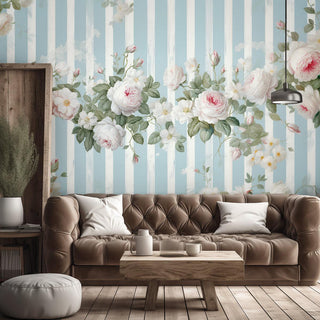 Fototapetai, Baltos vintažinės gėlės Shabby Chic stiliumi Tapetai Gera namie - Geranamie.lt